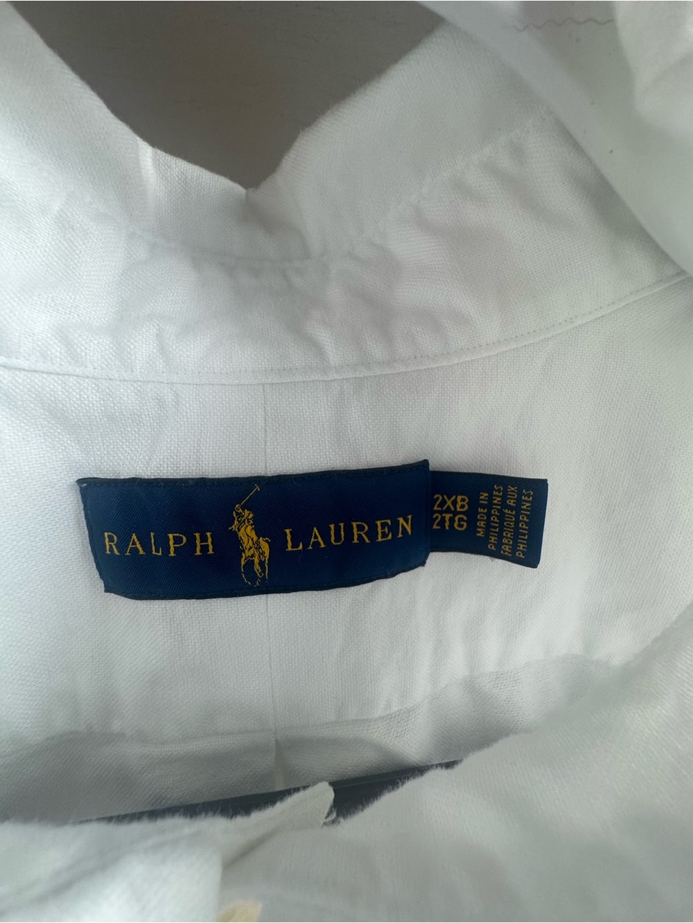 Ralph Lauren White Button-Down Oxford Shirt with Navy Pony - Picture 3 of 6